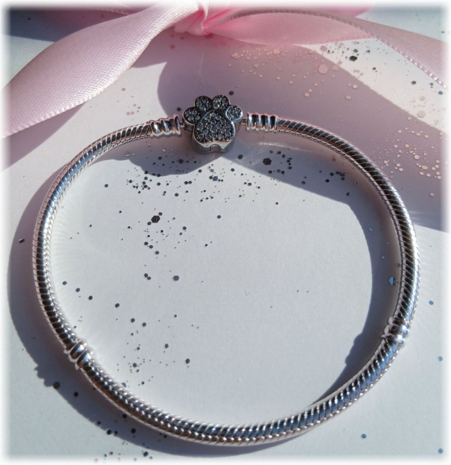 Schlangenarmband für Charms 925er Sterling Silber Zirkonia Pavé Perle Pfötchenverschluss 20 cm