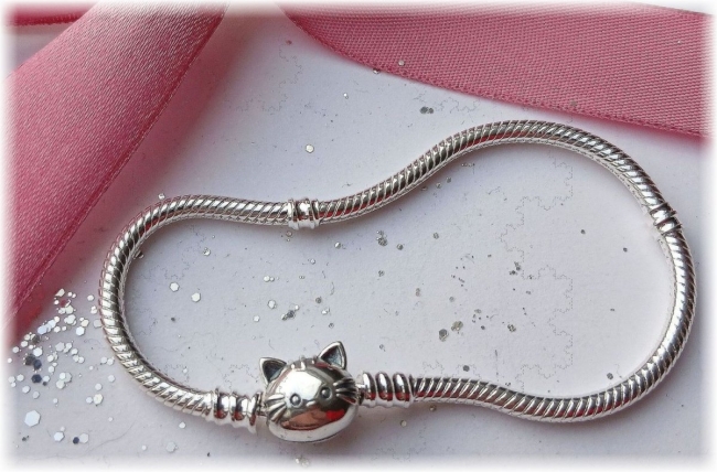 Schlangenarmband 925er Sterling Silber 21 cm Kätzchen Verschluss