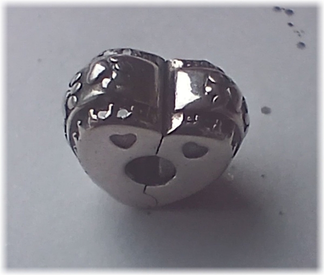 Herzform Charm Clip Stopper 925er Sterling Silber Herzperle mit Pfötchen und Zirkonia