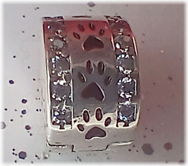 Charm Clip Stopper 925er Sterling Silber Lieblings Pfötchen mit Zirkonia