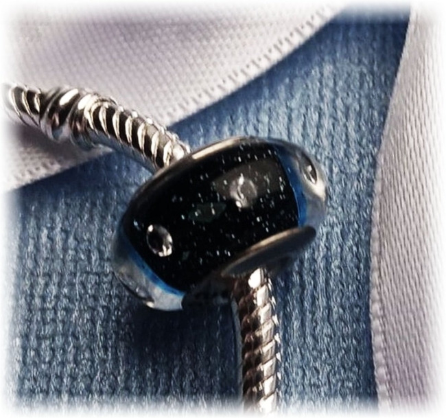 Murano Glas Charm mit Zirkonia 925er Sterling Silber Bubbles in Ocean Blue