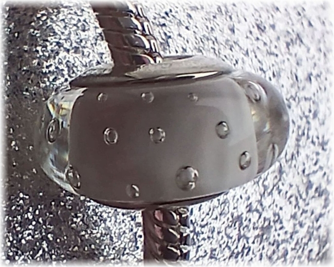 Murano Glas Charm mit Zirkonia 925er Sterling Silber Bubbles in Weiß