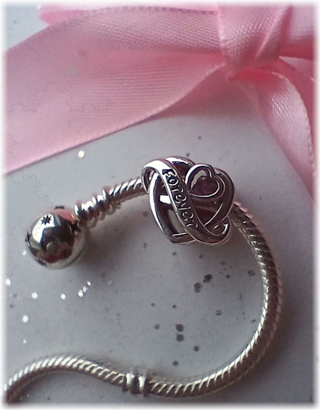 Charm Herzperle 925er Sterling Silber mit Zirkonia Forever Love Rosa