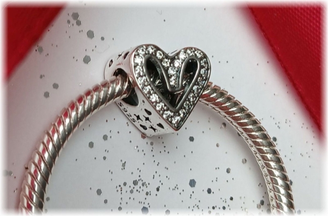 Charm 925er Sterling Silber Herzperle Panperle mit Zirkonia