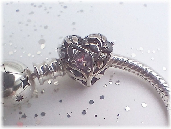 Charm 925er Sterling Silber Lebensbaum mit rosa Herzperle und Zirkonia