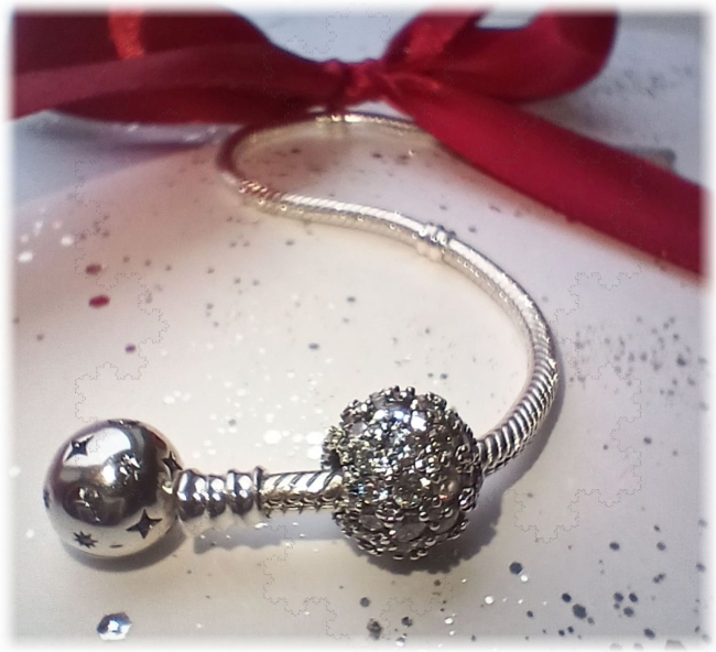 Charm 925er Sterling Silber Pavé Perle Kugel komplett Zirkonia