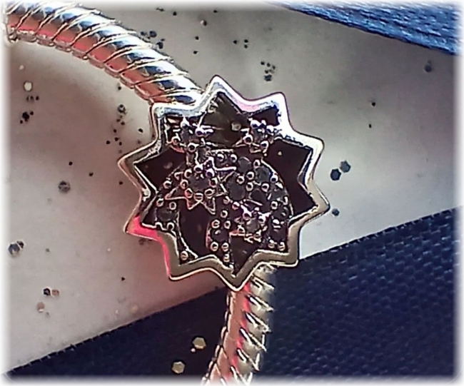 Charm 925er Sterling Silber mit Zirkonia Sternenperle Ellipse